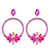 Green Drop Resin Earring Crystal Big Flowers Brinco Ear Oorbellen Gift