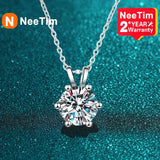 1CT Moissanite Necklace 925 Sterling Silver Lab Diamond Pendant