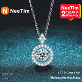 1CT Moissanite Pendant For Women Diamond Necklace S925 Sterling Silver