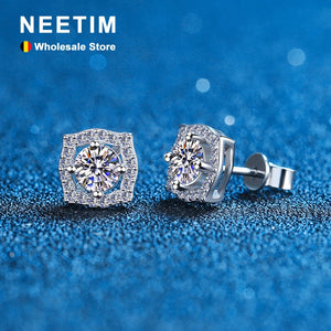 1 Carat D Moissanite Earrings 925 Sterling Silver Fine Jewelry