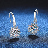 1ct Moissanite Diamond Drop Hoop Earrings 925 Sterling Silver
