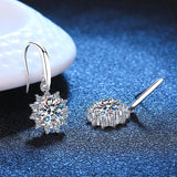 1ct Moissanite Diamond Drop Hoop Earrings 925 Sterling Silver