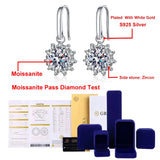 1ct Moissanite Diamond Drop Hoop Earrings 925 Sterling Silver
