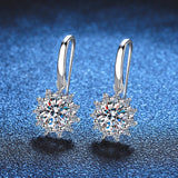 1ct Moissanite Diamond Drop Hoop Earrings 925 Sterling Silver