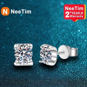 1ct Moissanite Earrings Diamond 925 Silver Studs Wedding Jewelry