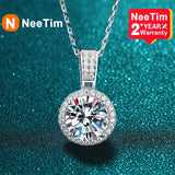 2Ct Moissanite Necklace Silver Plated Lab Diamond Wedding Pendant