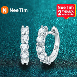 3mm D Moissanite Earrings 925 Sterling Sliver Plated Hoop Earring for Women