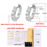 3mm D Moissanite Earrings 925 Sterling Sliver Plated Hoop Earring for Women