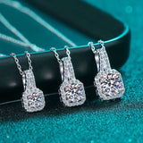 925 Silver Necklace Pendant 1.0/2.0ct Moissanite Pass Diamond Test Women Jewelry