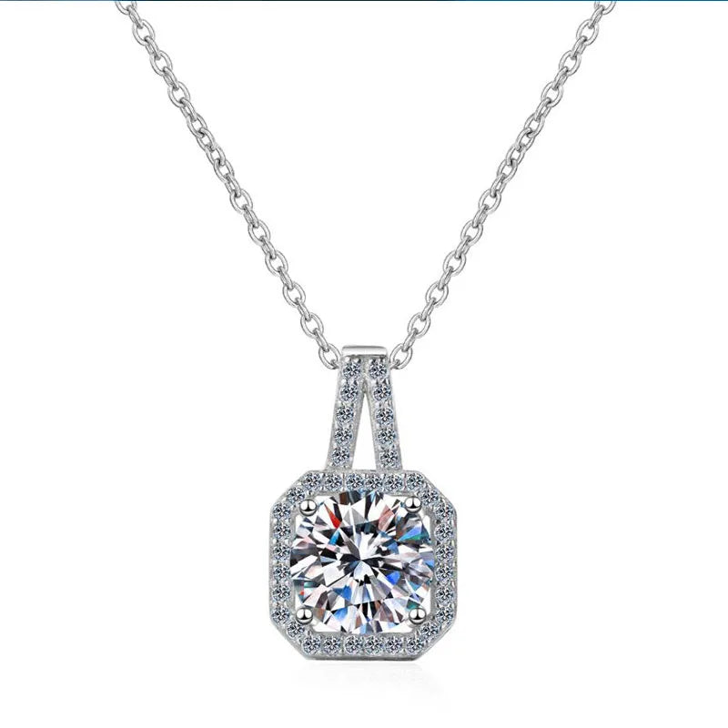 925 Silver Necklace Pendant 1.0/2.0ct Moissanite Pass Diamond Test Women Jewelry