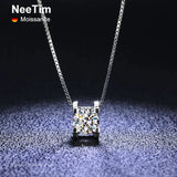 925 Silver 2ct Moissanite Diamond VVS1 D Pendant Necklace Gift