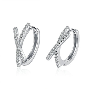 925 Silver Moissanite Diamond X Letter Earrings Wedding Party Jewelry