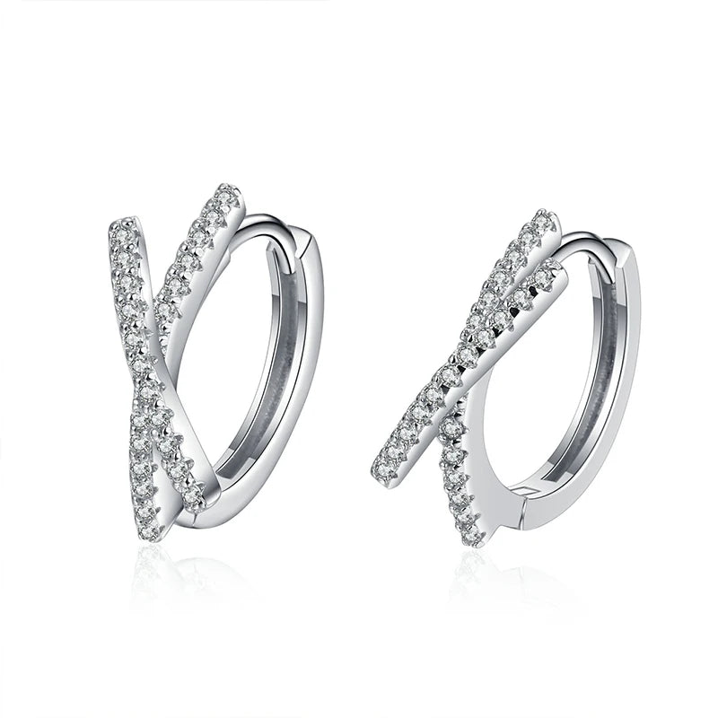 925 Silver Moissanite Diamond X Letter Earrings Wedding Party Jewelry