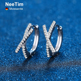 925 Silver Moissanite Diamond X Letter Earrings Wedding Party Jewelry