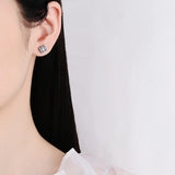 D Moissanite Stud Earrings 925 Silver Sparkling Diamond Wedding Jewelry