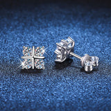 D Moissanite Stud Earrings 925 Silver Sparkling Diamond Wedding Jewelry