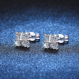 D Moissanite Stud Earrings 925 Silver Sparkling Diamond Wedding Jewelry