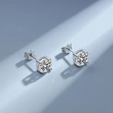 Moissanite Earrings S925 Sterling Sliver Green Pink Red Diamond Ear Studs