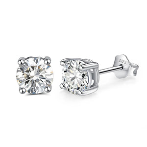 Moissanite Earrings S925 Sterling Sliver Green Pink Red Diamond Ear Studs