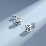 Moissanite Earrings S925 Sterling Sliver Green Pink Red Diamond Ear Studs