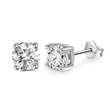 Moissanite Earrings S925 Sterling Sliver Green Pink Red Diamond Ear Studs