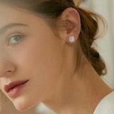 Moissanite Earrings S925 Sterling Sliver Green Pink Red Diamond Ear Studs