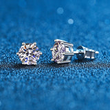 Moissanite Stud Earrings 18K Plated Sterling Silver D VVS1 Lab Diamond