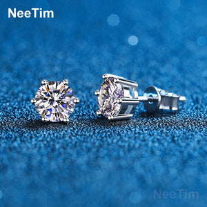 Moissanite Stud Earrings 18K Plated Sterling Silver D VVS1 Lab Diamond