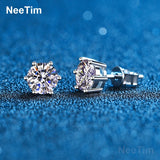 Moissanite Stud Earrings 18K Plated Sterling Silver D VVS1 Lab Diamond