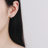 Moissanite Hoop Earrings 925 Sterling Silver Fine Jewelry
