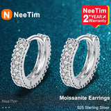 Moissanite Hoop Earrings 925 Sterling Silver Fine Jewelry