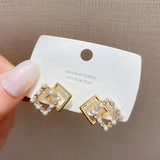 Geometric Pearl Earrings Korea Dongdaemun Compact Earrings Women