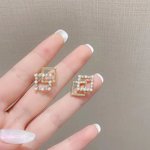 Geometric Pearl Earrings Korea Dongdaemun Compact Earrings Women