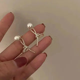 French Style Fresh Sweet Zirconia Pearl Earrings