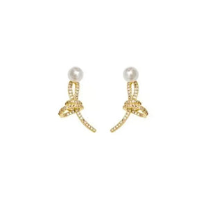 French Style Fresh Sweet Zirconia Pearl Earrings