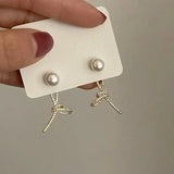 French Style Fresh Sweet Zirconia Pearl Earrings