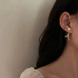 French Style Fresh Sweet Zirconia Pearl Earrings