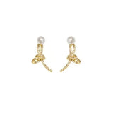 French Style Fresh Sweet Zirconia Pearl Earrings