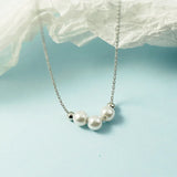 925 Sterling Silver Pearl Necklace Ladies Sweet Clavicle Chain Wedding Jewelry