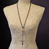 Neo-Gothic Large Cross Beaded Necklace Halloween Gift
