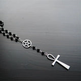 Neo-Gothic Large Cross Beaded Necklace Halloween Gift