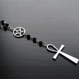 Neo-Gothic Large Cross Beaded Necklace Halloween Gift