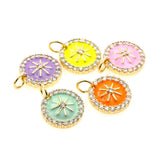 Colorful Enamel Zircon Sun Necklace Pendant for Women