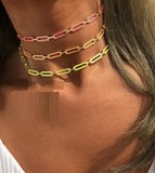 Neon Enamel Colorful Women Choker Necklace