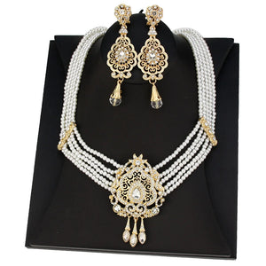 Neovisson High Natural Stone Beaded Necklace Drop Earring Set
