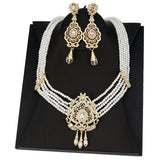 Neovisson High Natural Stone Beaded Necklace Drop Earring Set