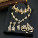 Neovisson Morocco Pink Style Jewelry Sets Hairchain Necklace Earring Brooch