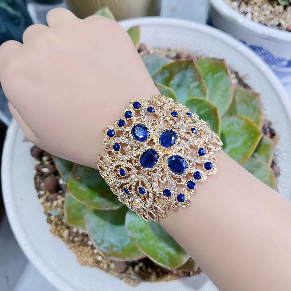 Neovisson Rhinestone Bangle Arabic Cuff Bracelet for Women