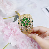 Neovisson Resin Flower Bangle Rhinestone Cuff Bracelet