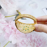 Neovisson Resin Flower Bangle Rhinestone Cuff Bracelet